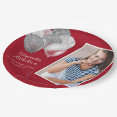 卒業パーティードレッドシルバーグリッターバルーン写真 ペーパープレート (アングル)