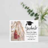 卒業パーティーハット | 写真の日付を保存 ポストカード (スタンド正面)