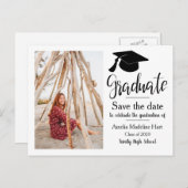 卒業パーティーハット | 写真の日付を保存 ポストカード (正面/裏面)