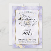 卒業パーティーバイオレット&金ゴールド大理石 招待状 (正面)