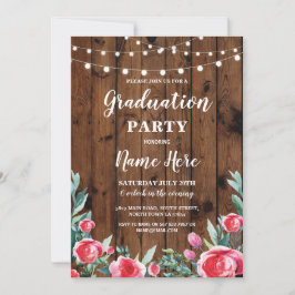 卒業パーティーバラレッドフローラウッド招待状グラッド 招待状