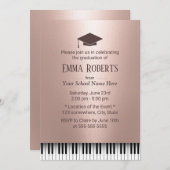 卒業パーティーバラ金ゴールドピアノ鍵音楽専攻の 招待状 (正面/裏面)