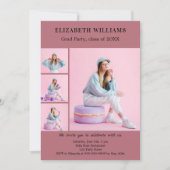 卒業パーティーバラ金ゴールド写真コラージュ 招待状 (正面)