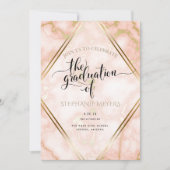 卒業パーティーバラ金ゴールド大理石 招待状 (正面)