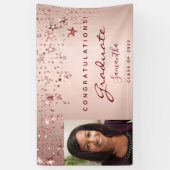 卒業パーティーバラ金ゴールド赤面星写真 横断幕 (縦)