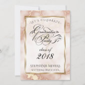 卒業パーティーバラ&金ゴールド大理石 招待状 (正面)