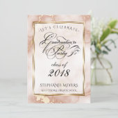 卒業パーティーバラ&金ゴールド大理石 招待状 (スタンド正面)