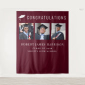 卒業パーティーバースデー ワインレッド フォトブース 背景 タペストリー (正面)