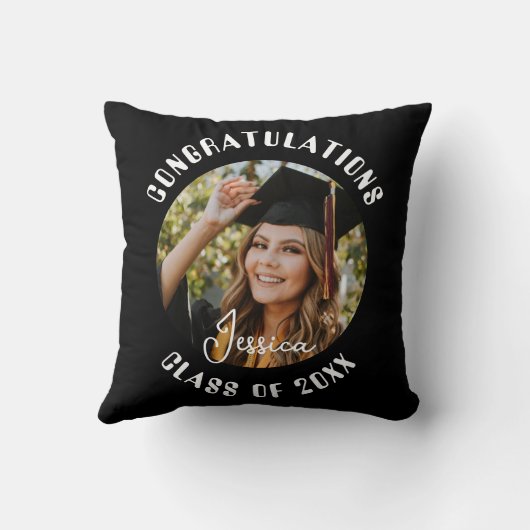 卒業パーティーパーソナライズされたの写真と名前 クッション (裏面)