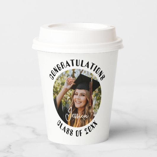 卒業パーティーパーソナライズされたの写真と名前 紙コップ (正面)