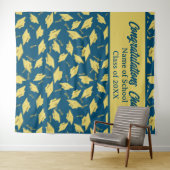 卒業パーティーパーソナライズされたフォトオプブルー&金ゴールド タペストリー (インサイチュ(横))