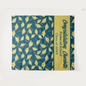 卒業パーティーパーソナライズされたフォトオプブルー&金ゴールド タペストリー (正面(横))