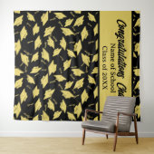 卒業パーティーパーソナライズされたフォトオペブラック金ゴールド タペストリー (インサイチュ(横))