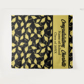 卒業パーティーパーソナライズされたフォトオペブラック金ゴールド タペストリー (正面(横))