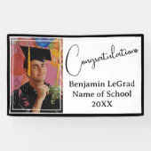 卒業パーティーパーソナライズされたフォトブラック&ホワイト 横断幕 (横)