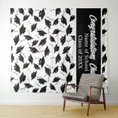 卒業パーティーパーソナライズされたフォト白黒 タペストリー (インサイチュ(横))