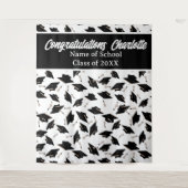 卒業パーティーパーソナライズされたフォト白黒 タペストリー (正面)