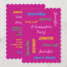 卒業パーティーパーソナライズされたホットピンクツーサイド
