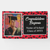 卒業パーティーパーソナライズされた写真ブラックとレッド 横断幕 (横)