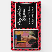 卒業パーティーパーソナライズされた写真ブラックとレッド 横断幕 (縦)