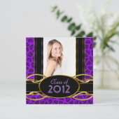 卒業パーティーパープルヒョウ金ゴールドガール 招待状 (スタンド正面)