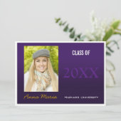 卒業パーティーパープルフォト招待状 招待状 (スタンド正面)