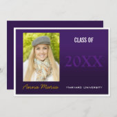 卒業パーティーパープルフォト招待状 招待状 (正面/裏面)