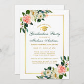卒業パーティーピンクトロピカルフローラ招待状G 招待状 (正面/裏面)