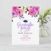 卒業パーティーピンクパープルブライトモダンフローラ 招待状 (スタンド正面)