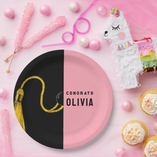 卒業パーティーピンク紙プレート ペーパープレート (パーティー)