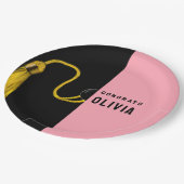 卒業パーティーピンク紙プレート ペーパープレート (アングル)