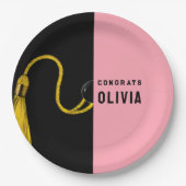 卒業パーティーピンク紙プレート ペーパープレート (正面)