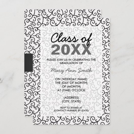 卒業パーティーファンキーが黒く渦巻く 招待状 (正面/裏面)