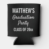 卒業パーティーフェイバーモダンタイポグラフィブラック 缶クーラー (正面)