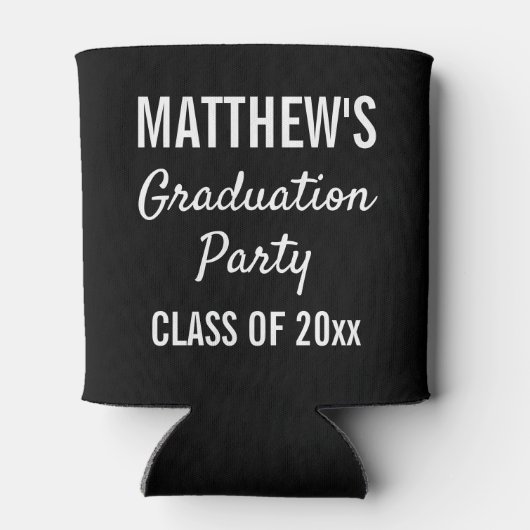 卒業パーティーフェイバーモダンタイポグラフィブラック 缶クーラー (裏面)