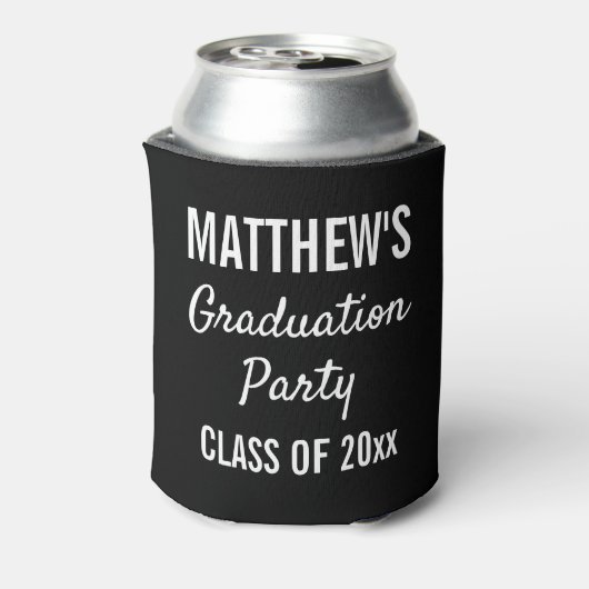 卒業パーティーフェイバーモダンタイポグラフィブラック 缶クーラー (缶裏面)