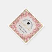 卒業パーティーフローラガーリーピンクラン金ゴールド スタンダードカクテルナプキン (角)