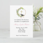 卒業パーティーフローラクロスデザイングラッドキャップ 招待状 (スタンド正面)