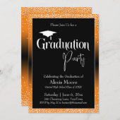 卒業パーティーブライトオレンジグラデーション紙吹雪 招待状 (正面/裏面)
