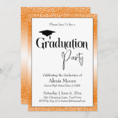 卒業パーティーブライトオレンジグラデーション紙吹雪 招待状 (正面/裏面)
