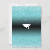 卒業パーティーブライトターコイズグラデーション紙吹雪 招待状 (裏面)