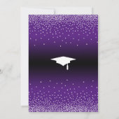 卒業パーティーブライトパープルグラデーション紙吹雪 招待状 (裏面)