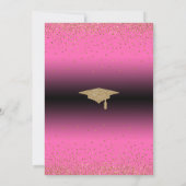 卒業パーティーブライトピンクグラデーション紙吹雪 招待状 (裏面)