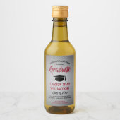 卒業パーティーブラシ付きグレーレッドとブラックミニ ワインラベル (正面)