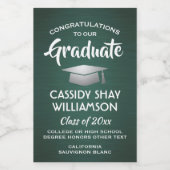 卒業パーティーブラシ付きダークグリーンとホワイトミニ ワインラベル (シングルラベル)