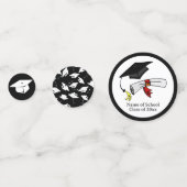 卒業パーティーブラックとホワイトパーソナライズテーブル コンフェッティ (正面)