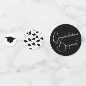 卒業パーティーブラックとホワイトパーソナライズテーブル コンフェッティ (裏面)