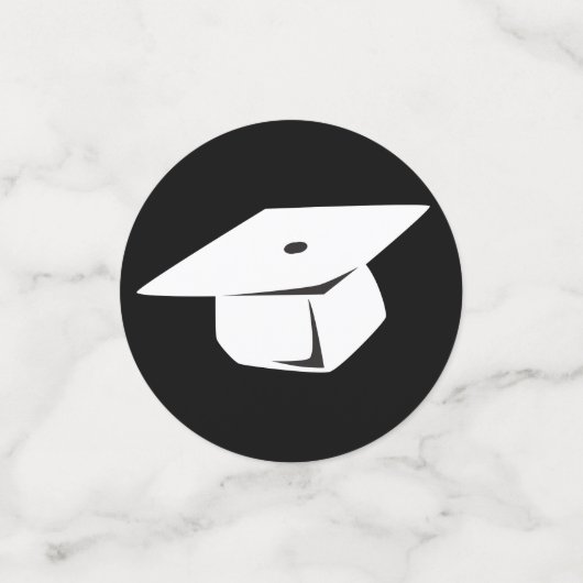 卒業パーティーブラックとホワイトパーソナライズテーブル コンフェッティ (スモール正面)