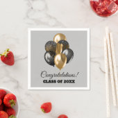 卒業パーティーブラックと金ゴールドバルーン灰色 スタンダードカクテルナプキン (インサイチュ)