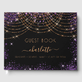 卒業パーティーブラックパープル金ゴールドグリッター2025 ゲストブック